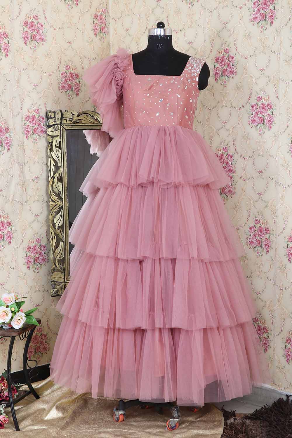 Onion pink pleated tassel gown available only at Pernia's Pop Up Shop. 2024