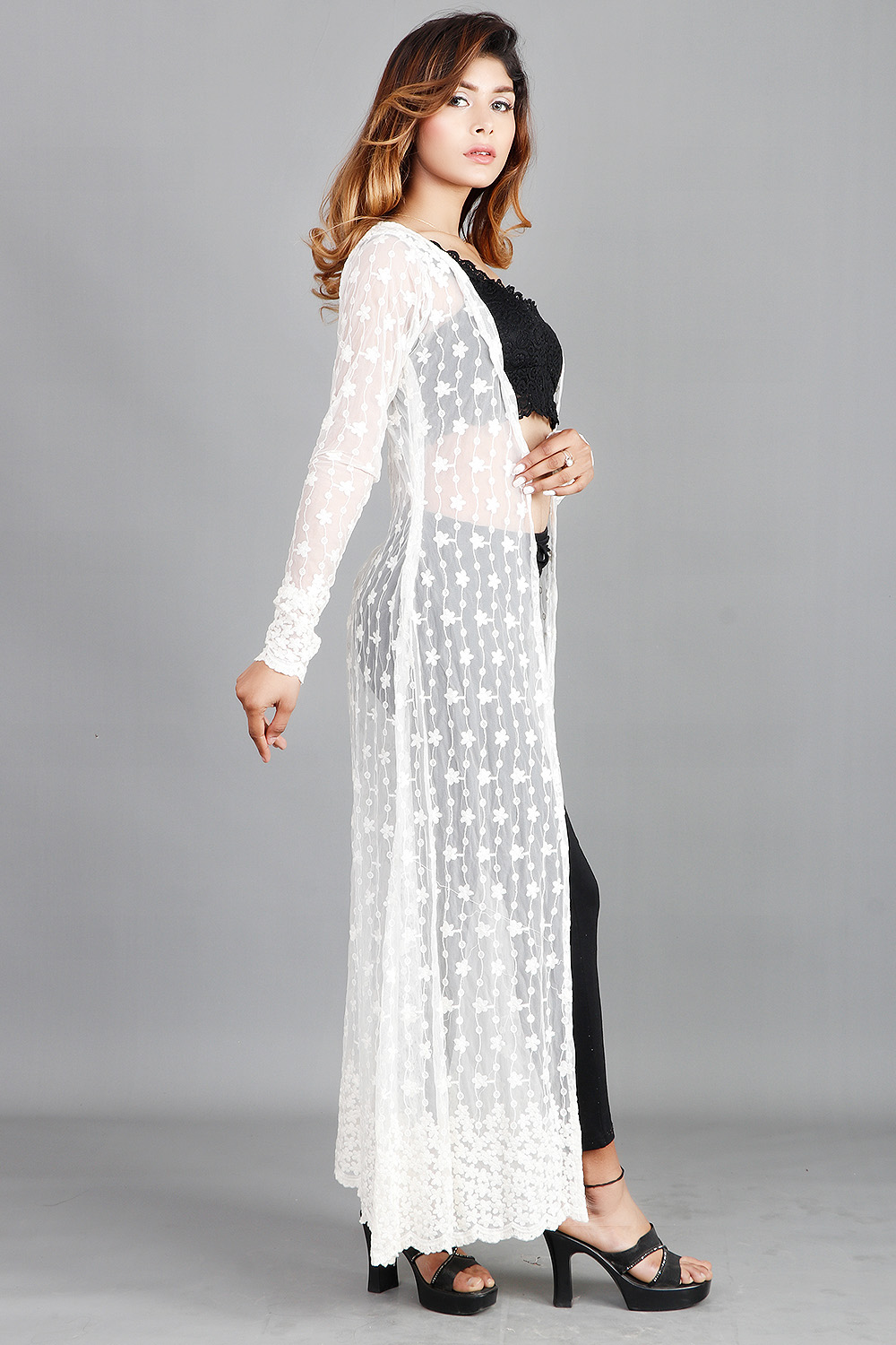Party Wear Long Gown-Shrug, And Kurtis With Printed