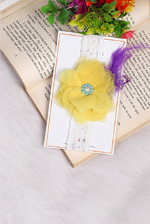 Yellow flower with fur hair band