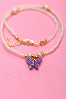 Purple Butterfly Pendant Necklace