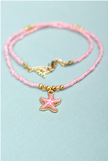 Pink Star Fish Pendant Necklace