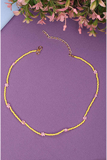 Daisy Flower Yellow Bead Necklace