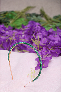 Bottle Green Crystal Beads Metal Hairband