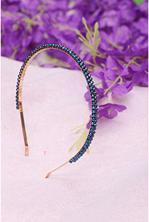 Blue Crystal Beads Metal Hairband