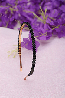 Black Crystal Beads Metal Hairband