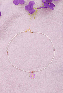 Lavender Daisy Flower Necklace