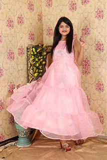 Baby Pink Organza flared Gown