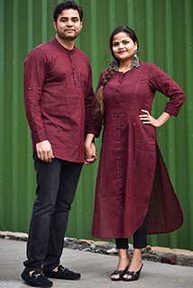 Maroon Lining Cotton Couple Wear