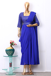 Royal Blue Saree Gown with Belt