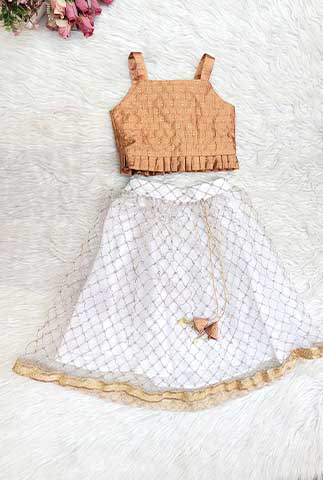 White and Gold skirt top set