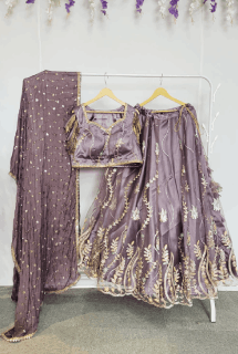 Lavender Full Embroidered Lehanga