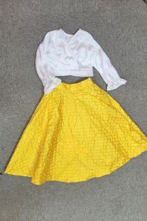 Embroidered White and Yellow Skirt Top Set