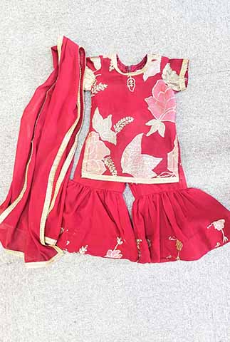 Maroon Sharara Set With Multicolor Embroidery