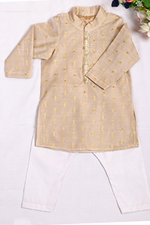 Golden Kurta With White Pajama