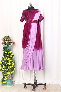 Vine Ombre Embroidered saree gown