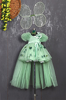 Green Jungle Theme Dress with Trail and Wings