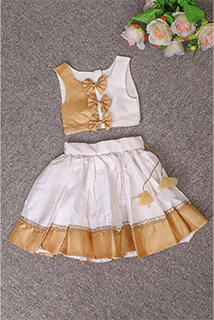 White and Golden Ethnic Skirt Top Set