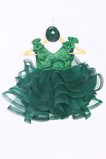Bottle Green Little Fairy Birthday Dress with Trail