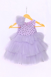 Lavender Ruffled Dress with beads work