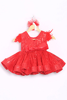 Red Imported Sequins Mini Dress