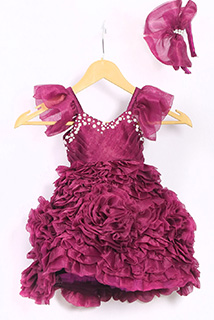 Wine Rose Flare Dress with Hairband