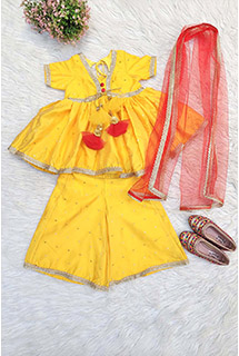 Mustard and Red Sharara Suit