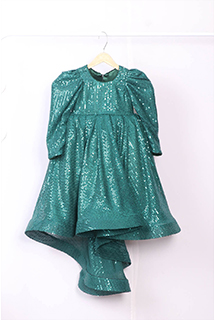 Bottle Green High Low Sequins Gown