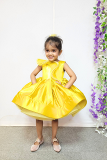Yellow Satin Flared Dress
