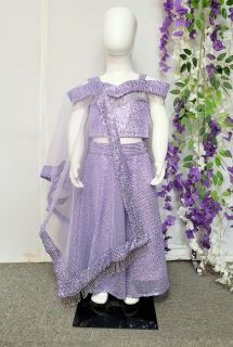 Lavender Lehenga Set For Kids