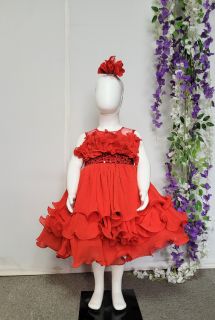 Red Wrinkled Georgette Dress