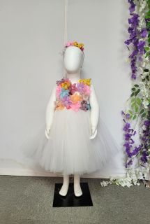 White 3D Flower Net Dress
