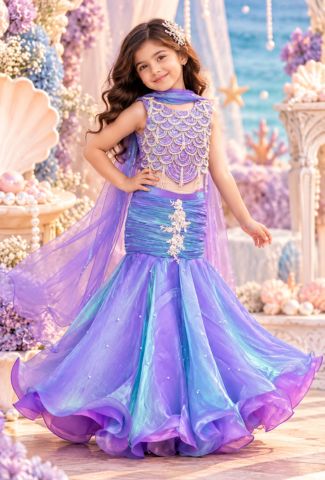 Mermaid Inspired Lavender & Aqua Lehenga Set