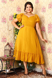 Mustard Polka Dot Vacay midi dress