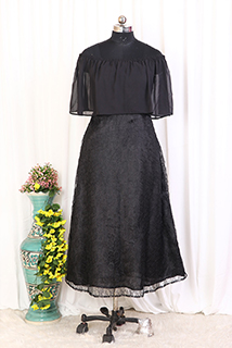 Black Net maxi dress with feeding zip
