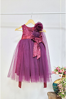 Vine Sequins and Net Kids Draped Gown