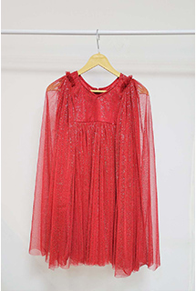 Maroon Shimmer Net Gown For Kids