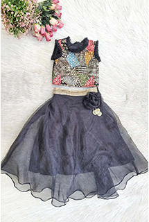Black Organza Top Skirt Set