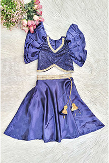 Navy Blue Skirt Top Set