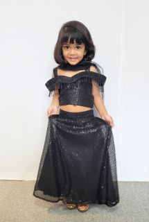 Black Imported Sequins Lehenga For Kids