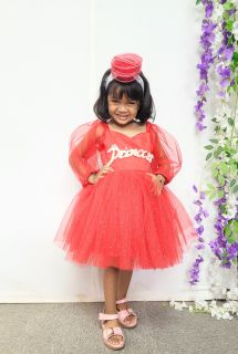 Red Princess Shimmer Net Dress