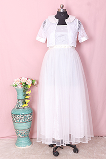 White Net Gown with Designer Shrug
