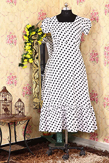 White polka dot maxi dress with feeding zip