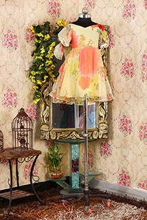 Floral Printed Organza Kids Gown