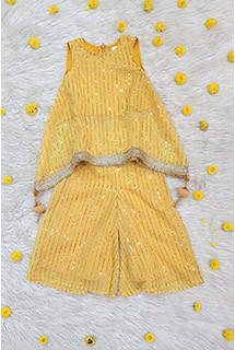 Yellow Sequins Work Kurta Palazzo Set
