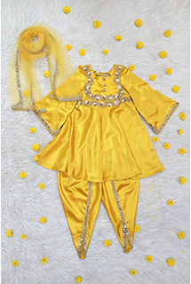 Yellow Satin Patiala Suit