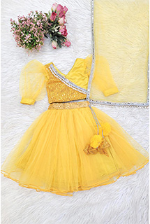 Yellow Net and Sequins Lehenga
