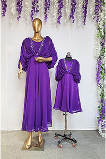 Purple Kaftan Style Mother Daughter Combo