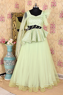 Pastel Green Skirt Top Set