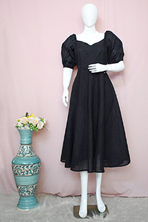 Black Cotton Midi Dress