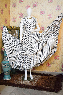 White Polka Dots Massive Flare Maxi Dress